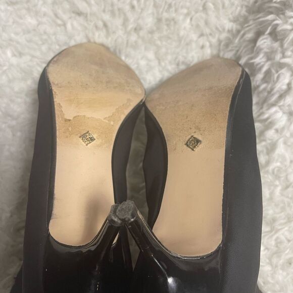 Nanette Lepore Elegant textile & patent Black Ankle Boots kitten heels SZ10M - Picture 8 of 9
